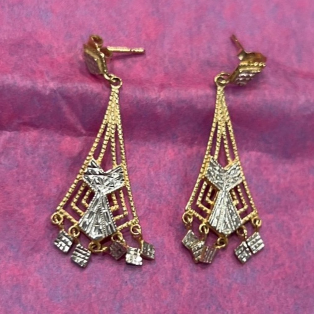 Elegant Gold and Silver Dangle Earrings